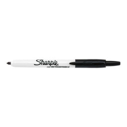 Sharpie - Marcatore - permanente - nero - inchiostro base acqua - 1 mm - fine - retrattile (pacchetto di 12)
