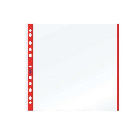 Buste forate con banda colorata - Linear - buccia - 21 x 29,7 cm - rosso - Favorit - conf. 10 pezzi