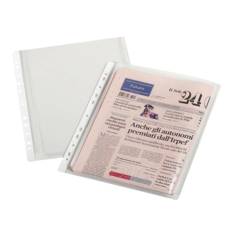 Buste forate con soffietto - Superior - buccia - 21 x 29,7 cm - trasparente - Favorit - conf. 10 pezzi