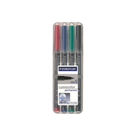 STAEDTLER Lumocolor 313 - Marcatore - permanente - nero, rosso, blu, verde - 0.4 mm - superfine (pacchetto di 4)
