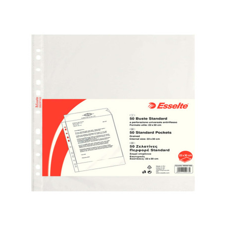 Buste forate CopySafe - Standard - buccia - 22 x 30 cm - trasparente - Esselte - conf. 50 pezzi