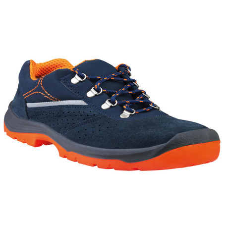 Calzatura di sicurezza Rimini 4 S1P SRC - pelle scamosciata perforata - numero 38 - blu/arancio - Deltaplus