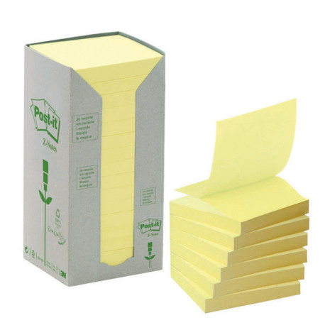 Blocco Post-it Z Notes Green - R330-1T - 76 x 76 mm - 100% riciclabile - giallo - 100 fogli - Post-it