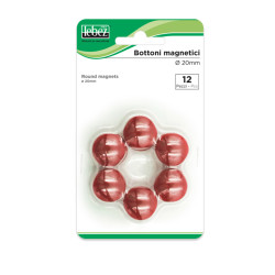 Bottoni magnetici - diametro 2 cm - rosso - Lebez - blister 12 pezzi