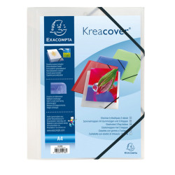 Cartella personalizzabile Kreacover - con elastico - PP - 24 x 32 cm - bianco trasparente - Exacompta