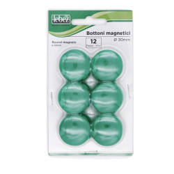 Bottoni magnetici - diametro 3 cm - verde - Lebez - blister 12 pezzi