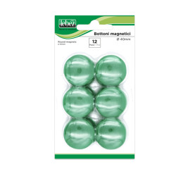 Bottoni magnetici - diametro 4 cm - verde - Lebez - blister 12 pezzi