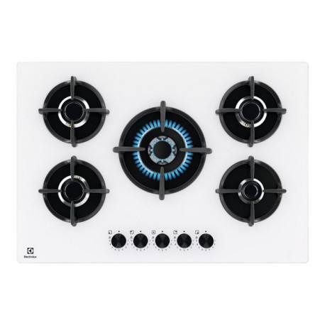 Electrolux Serie 600 EGG75372W - Piano cottura a gas - 5 piastre - Nicchia - larghezza: 56 cm - prof. 48 cm - bianco