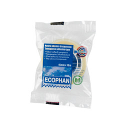 Nastro adesivo Ecophan - confezionato singolarmente - 15 mm x 10 m - acrilico - trasparente - Eurocel