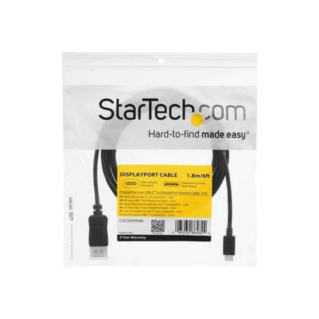 StarTech.com 6ft/1.8m USB C to DisplayPort 1.2 Cable 4K 60Hz, USB-C to DisplayPort Adapter Cable HBR2, USB Type-C DP Alt Mode t