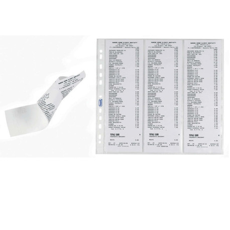 Buste forate per scontrini fiscali - 6 Spazi - 25,2 x 30,7 cm - trasparente - Favorit - conf. 10 pezzi