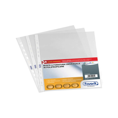 Buste forate Special PP - Air - buccia - 22 x 30 cm - trasparente - Favorit - conf. 100 pezzi