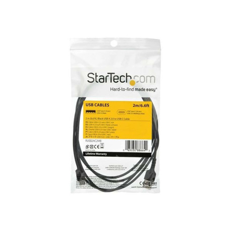 StarTech.com Cavo adattatore da USB 2.0 a USB-C di 2 m -  Fibra aramidica e Protezione EMI -Cavo di ricarica TPI - Nero  (RUSB2