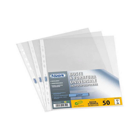 Buste forate Special PP - Linear - buccia - 22 x 30 cm - trasparente - Favorit - conf. 50 pezzi