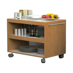 Carrello angolo Ristoro - su ruote - 70 x 43,8 x 73 cm - bianco/noce chiaro