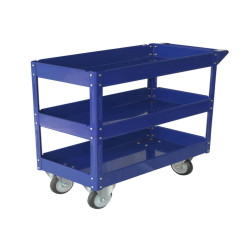 Carrello da lavoro - 3 ripiani - 84 x 41 x 82 cm - portata max 100 kg - acciaio verniciato - blu - Serena Group