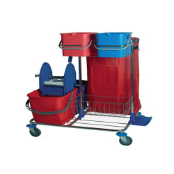 Carrello per pulizie Star 2 - cromato - 48 L - 82 x 71 x 105 cm - Taxon
