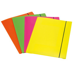 Cartellina 3 lembi Shocking File - con elastico - 25,5 x 35,5 cm - colori fluo assortiti - Fellowes