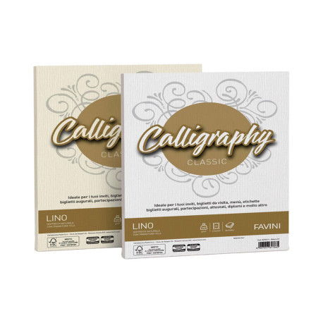 Carta Calligraphy Lino - A4 - 200 gr - bianco 01 - Favini - conf. 50 fogli
