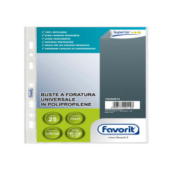 Buste forate Special PP - Superior - liscio - 15 x 21 cm - trasparente - Favorit - conf. 25 pezzi