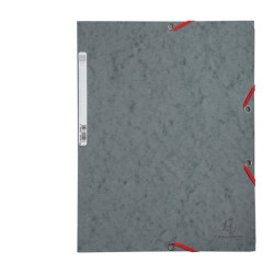 Cartellina con elastico - cartoncino lustrè - 3 lembi - 400 gr - 24x32 cm - grigio - Exacompta