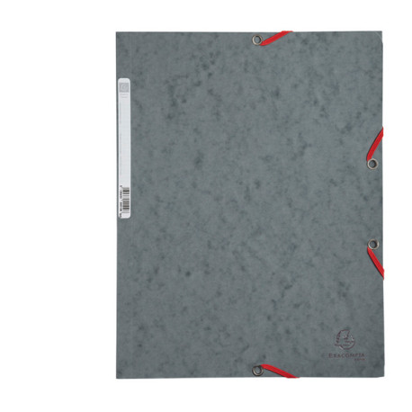 Cartellina con elastico - cartoncino lustrè - 3 lembi - 400 gr - 24x32 cm - grigio - Exacompta