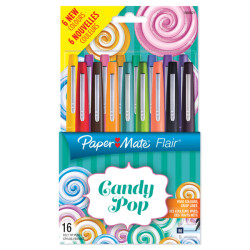 Pennarello Flair Nylon - punta feltro - 1,10mm - colori assortiti Candy Pop - Papermate - conf.16 pezzi