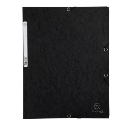 Cartella 3 lembi con elastico angolare - A4 - dorso 0,3 cm - cartoncino Lustrè - nero - Exacompta