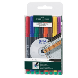 Pennarello Multimark universale permanente con gomma - punta fine 0,6mm - astuccio 8 colori - Faber-Castell