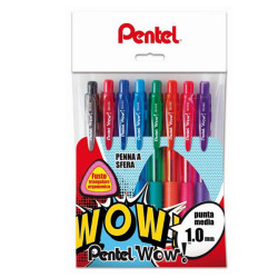 Penna a sfera a scatto Feel It Wow!-  punta 1,0 mm - 8 colori - Pentel - astuccio 8 penne