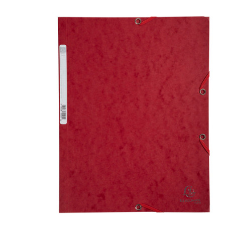 Cartellina con elastico - cartoncino lustrè - 3 lembi - 400 gr - 24x32 cm - rosso ciliegia - Exacompta