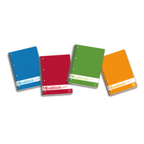 Blocco Quablock Original - spiralato - 22x29,5cm - 1 rigo - 120 fogli - 80gr - 4 fori - microperforato - Pigna