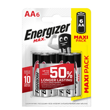 Pila stilo AA - 1,5V - Max alcalina - Energizer - blister 6 pezzi