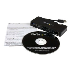 StarTech.com Docking Station mini per Laptop Universale USB 3.0 a doppia uscita con adattatori HDMI / VGA  e Gigabit Ethernet U