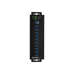 StarTech.com Hub USB 3.0 industriale a 10 porte - Adattatore di alimentazione esterno - Protezione ESD e sovratensioni a 350W (