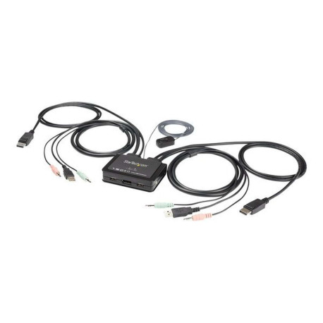 StarTech.com Switch DisplayPort KVM 4K a 60 Hz e 2 porte con cavi integrati - Switch KVM / audio - 2 x KVM / audio - desktop