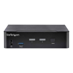 StarTech.com USB C KVM Switch, 2 Port DisplayPort KVM w/ 4K 60Hz UHD HDR Video, 3.5mm Audio, USB Type C KVM Switch, 4x USB HID 