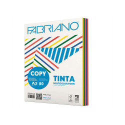 Carta Fabriano Colore - A3 - 80 gr - mix 5 colori forti - Fabriano - conf. 250 fogli