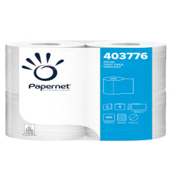 Carta igienica - 2 veli - 16,5 gr - diametro 12,4 cm - 9,5 cm x 38,5 mt - 350 strappi - Papernet - pacco 4 rotoli