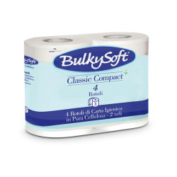 Carta igienica Classic - 2 veli - 16 gr - 10 cm x 52,5 mt - diametro 11,5 cm - 500 strappi - BulkySoft - pacco 4 rotoli