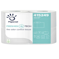 Carta igienica classica Freshen Tech - 2 veli - 300 strappi - diametro 12,2 cm - 9,5 cm x 33,3 mt - Papernet - pacco 4 rotoli