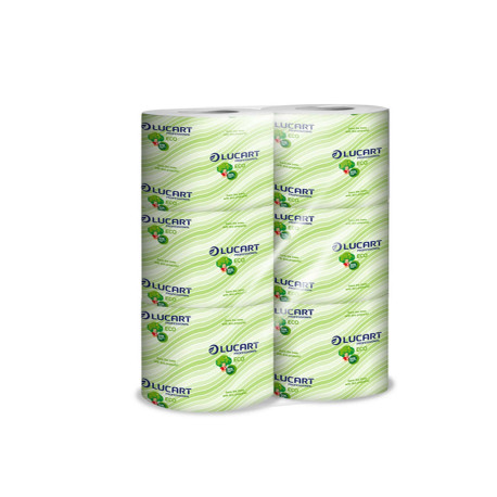 Carta igienica Eco - 2 veli - 16,5 gr - diametro 10,2 cm - 9,8 cm x 22 mt - 200 strappi - Lucart - pacco 6 rotoli fascettati si