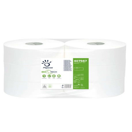 Carta igienica Maxi Jumbo Bio Tech - 2 veli - microgoffrata - 16,5 gr - diametro 27 cm - 9,5 cm x 300 mt - Papernet