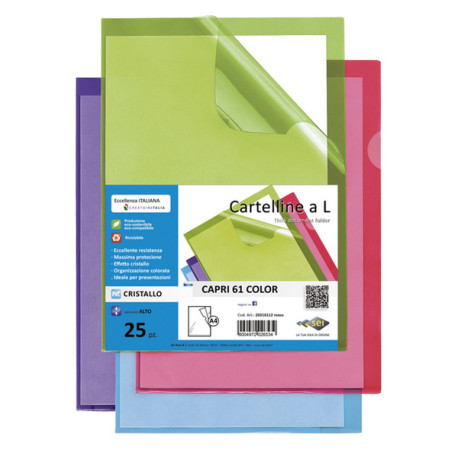 Cartellina a L - Capri 61 color - 21 x 29,7 cm - azzurro - Sei Rota - conf. 25 pezzi