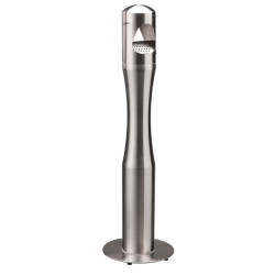 Posacenere da terra - a colonna - diametro 13 cm - H 108 cm - base 29 cm - inox silver - Medial
