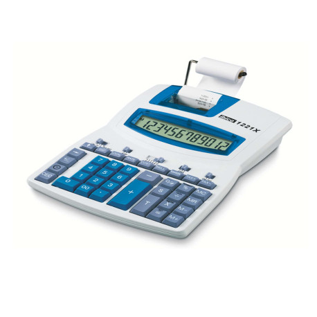 Calcolatrice scrivente 1221X - 12 cifre - bianco/azzurro - Ibico