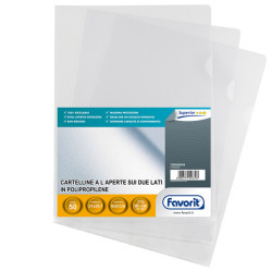 Cartelline a L Pratic - Superior - PPL - buccia - 21 x 29,7 cm - trasparente - Favorit - conf. 50 pezzi