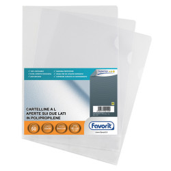 Cartelline a L Pratic - Superior - PPL - buccia - 22 x 30 cm - trasparente - Favorit - conf. 50 pezzi