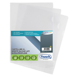 Cartelline a L Pratic - Superior - PPL - liscio - 22 x 30 cm - trasparente - Favorit - conf. 50 pezzi