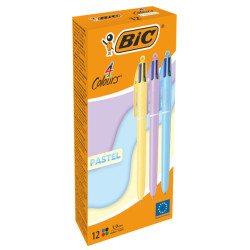 Penna a sfera scatto multifunzione 4 Colours Pastel - punta 1,0 mm - colori assortiti - Bic - conf. 12 pezzi